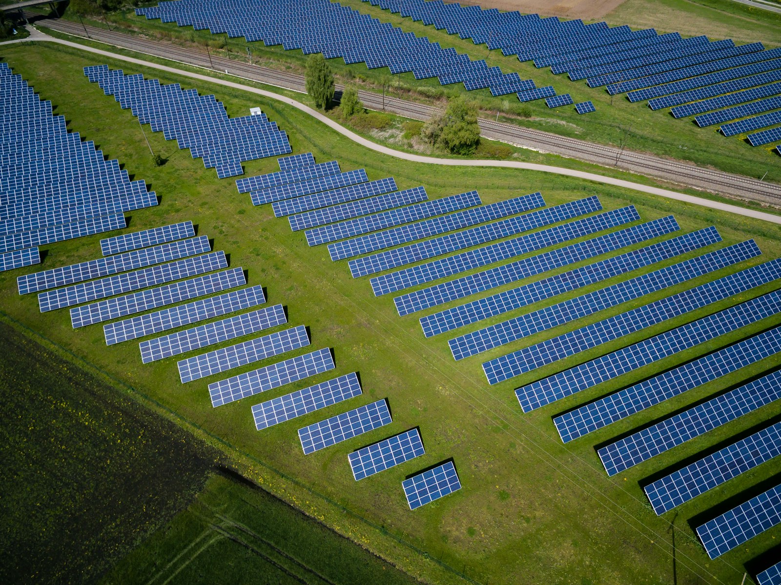 Aerial view of a solar farm