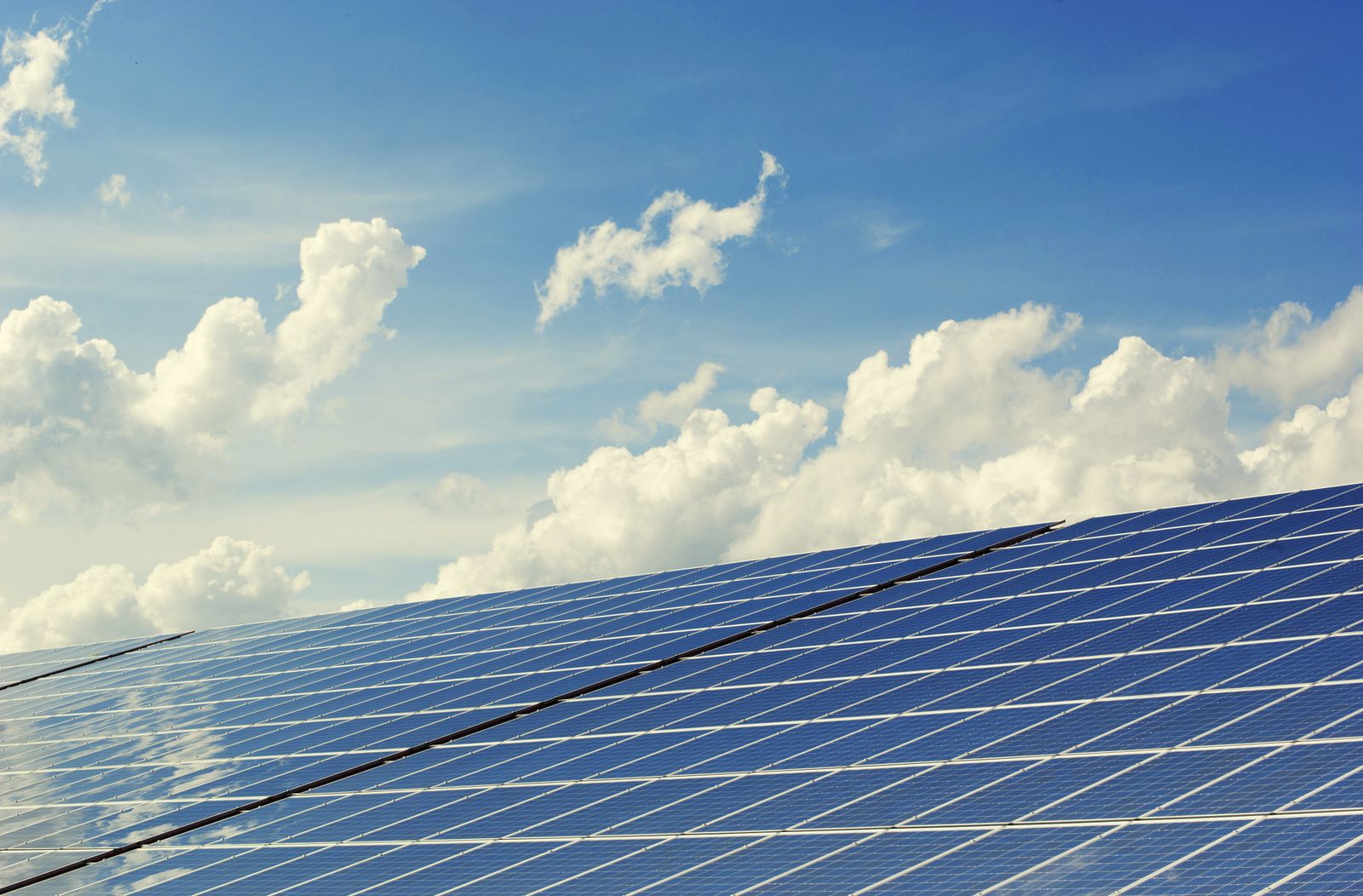 Photovoltaic module against a blue sky